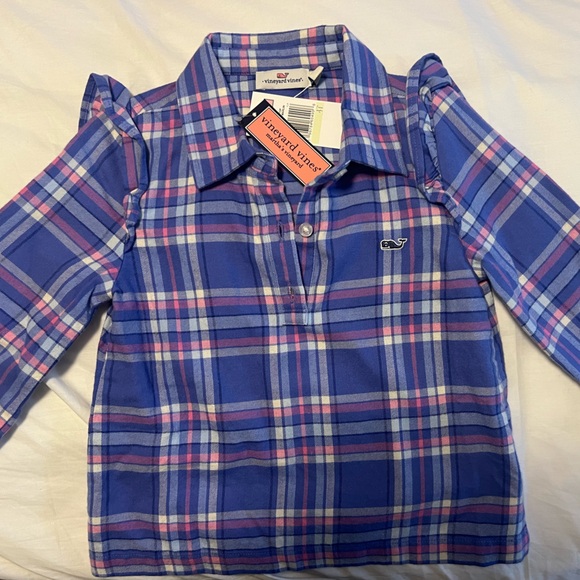 Adorable plaid flannel VV toddler girls shirt - Picture 2 of 3